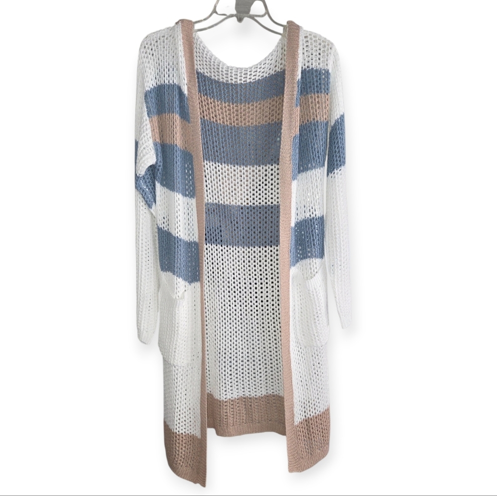 Doe & Rae Multi Color Stripe Hoodie Cardigan